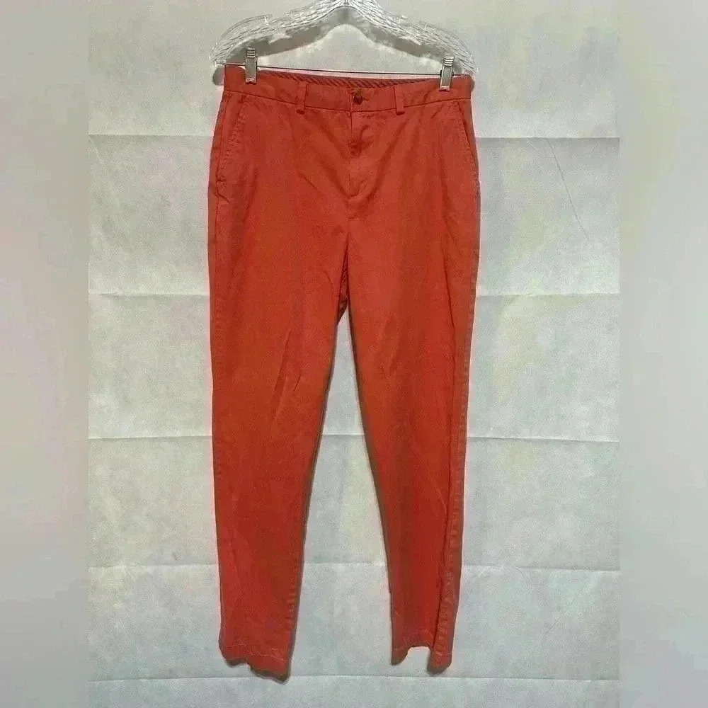Brooks Brothers Fleece Boys Teen Chino Pants  Sz. 20 Coral Orange Khakis 31” Ins